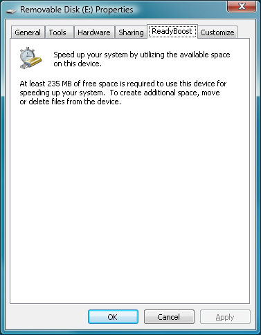 Windows ReadyBoost - Properties (Minimum Requirements)